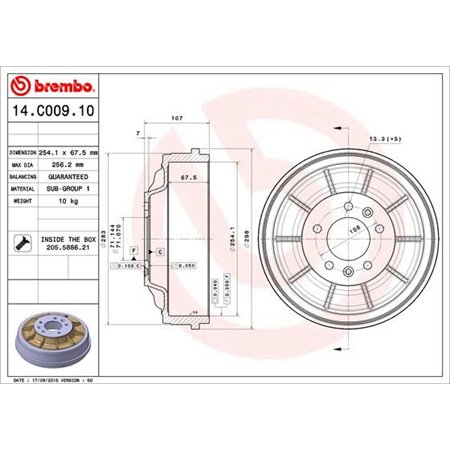 14.C009.10 Тормозной барабан BREMBO