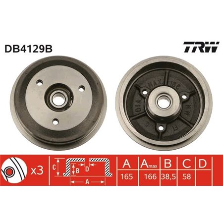 DB4129B Brake Drum TRW