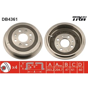 DB4361 Тормозной барабан TRW - Top1autovaruosad