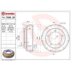 14.7098.20 Тормозной барабан BREMBO     