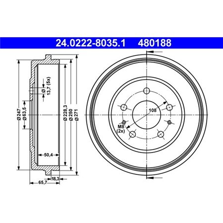 24.0222-8035.1 Brake Drum ATE