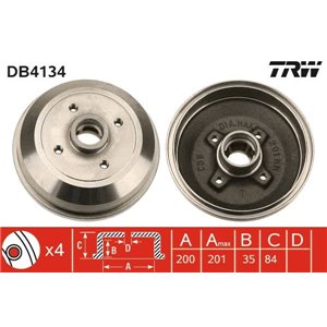 DB4134  Brake drum TRW 