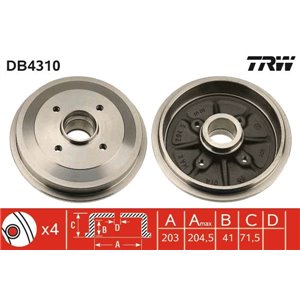 DB4310 Brake Drum TRW - Top1autovaruosad