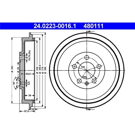 24.0223-0016.1 Brake Drum ATE