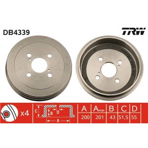 DB4339 Тормозной барабан TRW - Top1autovaruosad