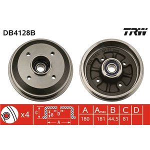 DB4128B  Brake drum TRW  - Top1autovaruosad
