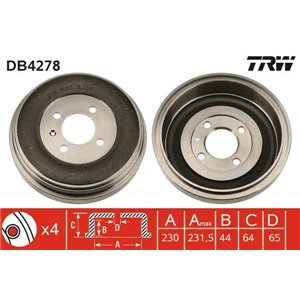 DB4278  Brake drum TRW 