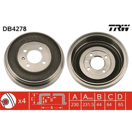 DB4278 Brake Drum TRW