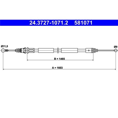 24.3727-1071.2 Cable Pull, parking brake ATE