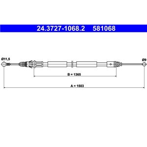 24.3727-1068.2 Cable Pull, parking brake ATE - Top1autovaruosad