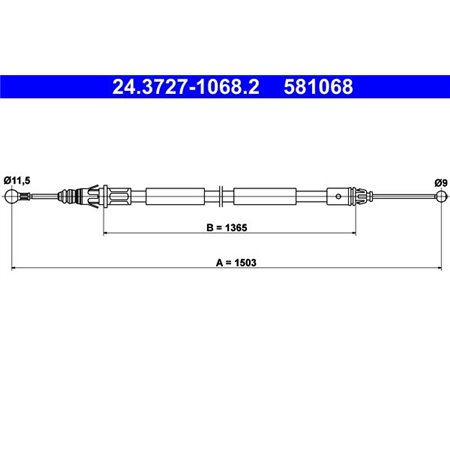 24.3727-1068.2  Handbrake cable ATE 