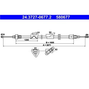 24 3727-0677 2  Handbrake cable ATE  - Top1autovaruosad