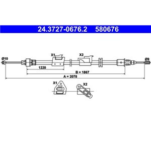 24.3727-0676.2  Handbrake cable ATE 