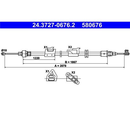 24.3727-0676.2 Kabeldragning, parkeringsbroms ATE