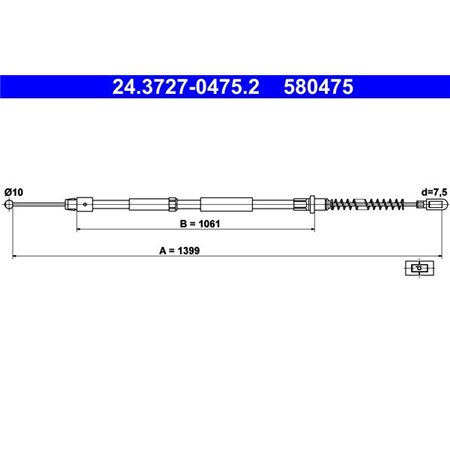 24.3727-0475.2  Handbrake cable ATE 