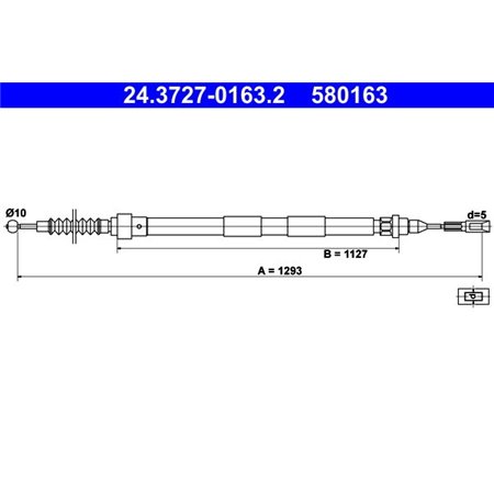 24.3727-0163.2  Handbrake cable ATE 