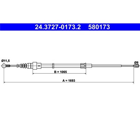 24.3727-0173.2 Cable Pull, parking brake ATE