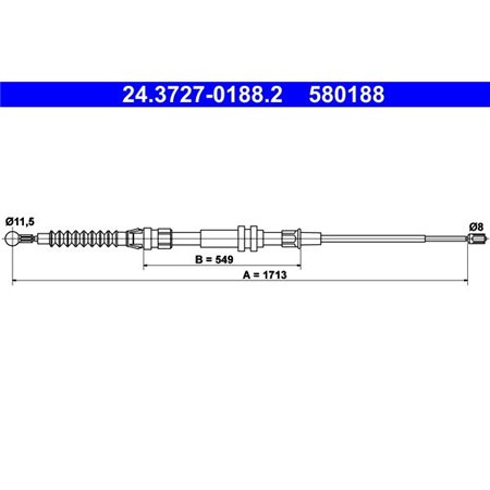 24.3727-0188.2  Handbrake cable ATE 