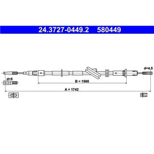 24.3727-0449.2 Cable Pull, parking brake ATE - Top1autovaruosad