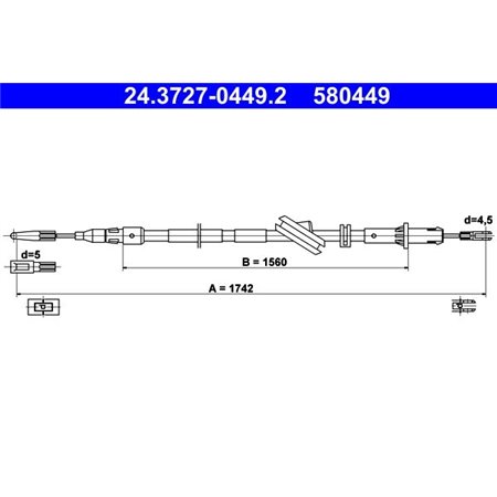 24.3727-0449.2  Handbrake cable ATE 