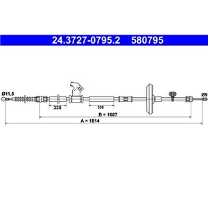 24.3727-0795.2 Cable Pull, parking brake ATE - Top1autovaruosad