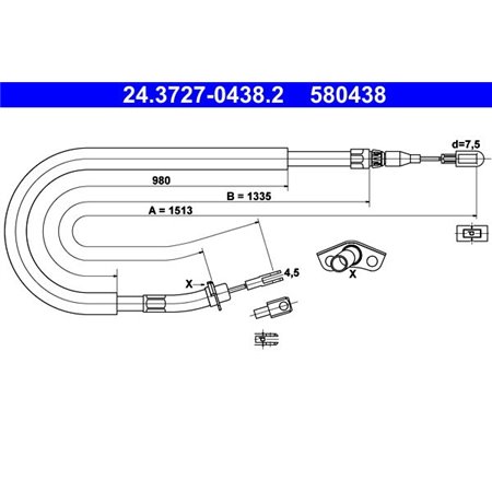24.3727-0438.2 Cable Pull, parking brake ATE