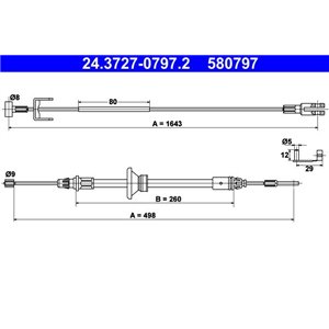 24.3727-0797.2  Handbrake cable ATE 