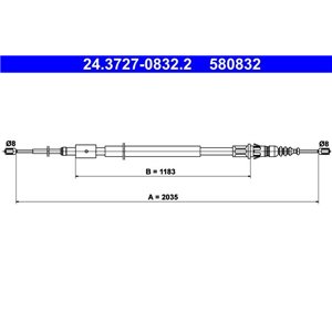 24 3727-0832 2  Handbrake cable ATE  - Top1autovaruosad
