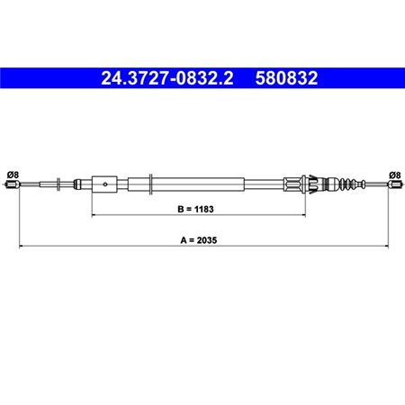 24.3727-0832.2 Cable Pull, parking brake ATE