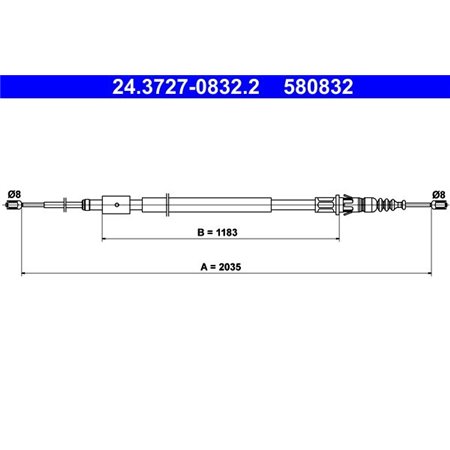 24.3727-0832.2  Handbrake cable ATE 