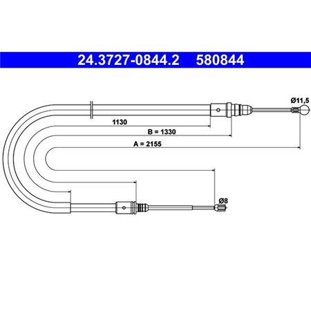 24.3727-0844.2 Cable Pull, parking brake ATE