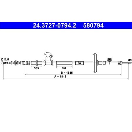 24.3727-0794.2 Cable Pull, parking brake ATE