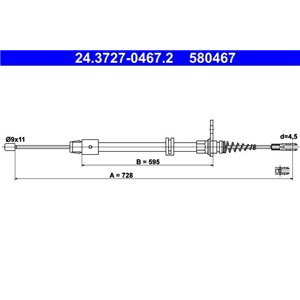 24.3727-0467.2  Handbrake cable ATE 