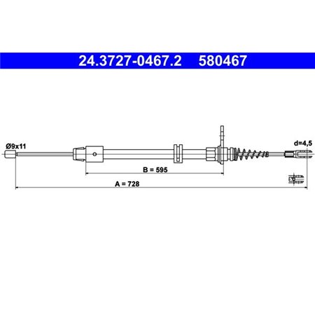 24.3727-0467.2 Cable Pull, parking brake ATE