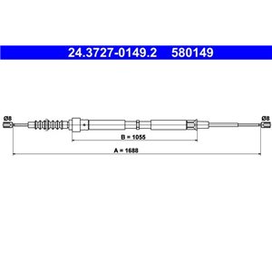 24.3727-0149.2 Cable Pull, parking brake ATE - Top1autovaruosad