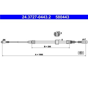 24 3727-0443 2  Handbrake cable ATE  - Top1autovaruosad