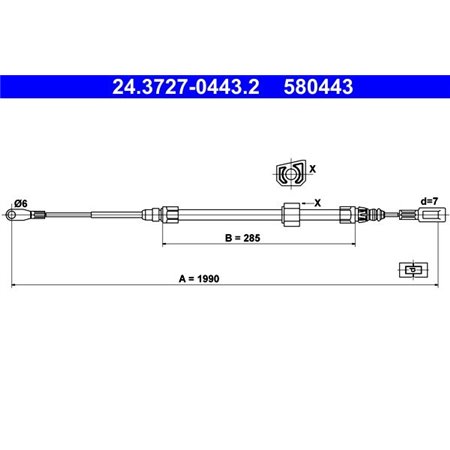 24.3727-0443.2 Cable Pull, parking brake ATE