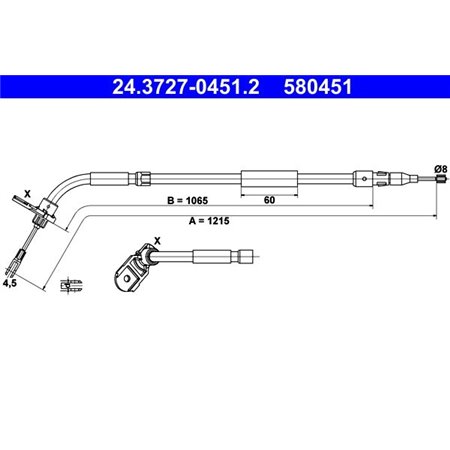 24.3727-0451.2 Cable Pull, parking brake ATE
