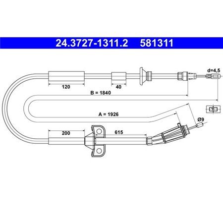 24.3727-1311.2 Cable Pull, parking brake ATE