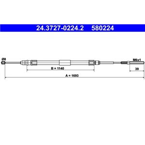 24.3727-0224.2  Handbrake cable ATE 