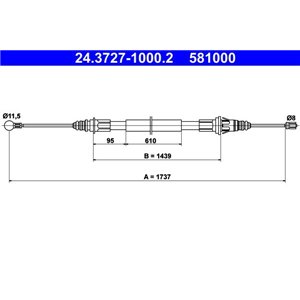 24.3727-1000.2  Handbrake cable ATE 