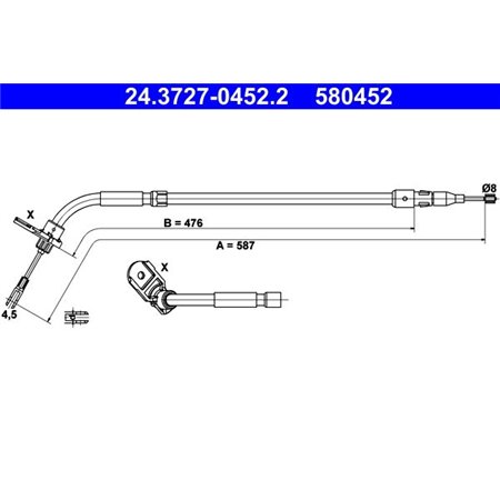 24.3727-0452.2 Cable Pull, parking brake ATE