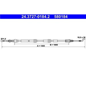 24.3727-0184.2  Handbrake cable ATE 