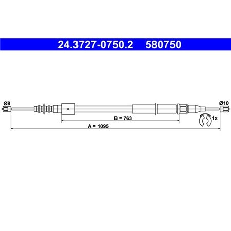 24.3727-0750.2 Cable Pull, parking brake ATE