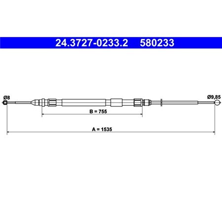 24.3727-0233.2 Тросик, cтояночный тормоз ATE