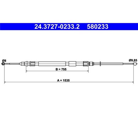 24.3727-0233.2  Handbrake cable ATE 