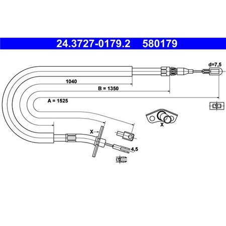 24.3727-0179.2 Cable Pull, parking brake ATE