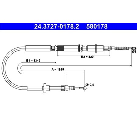 24.3727-0178.2 Cable Pull, parking brake ATE