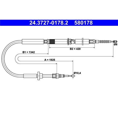 24.3727-0178.2  Handbrake cable ATE 