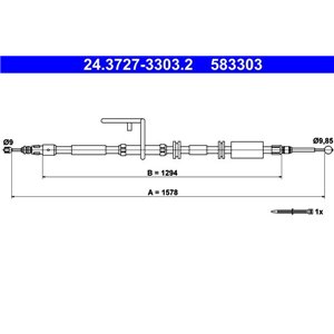 24.3727-3303.2  Handbrake cable ATE 